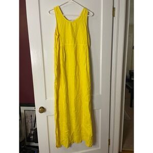 Bowman New York Yellow Linen Maxi Dress Sleeveless‎ Summer Casual Small